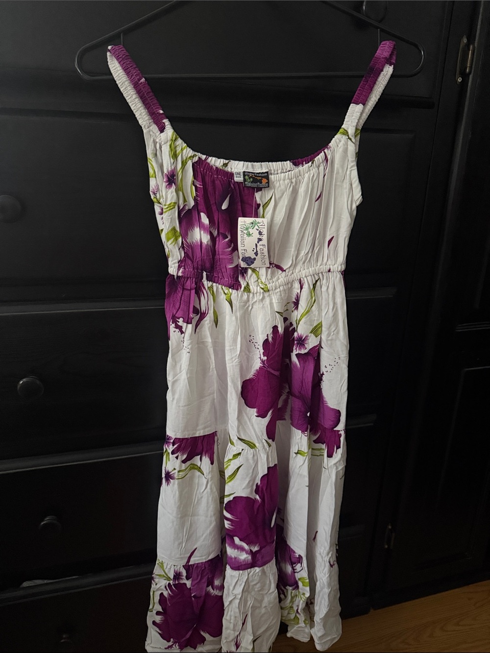 Hawaiian Floral Sundress with Purple Blossom Print - Women